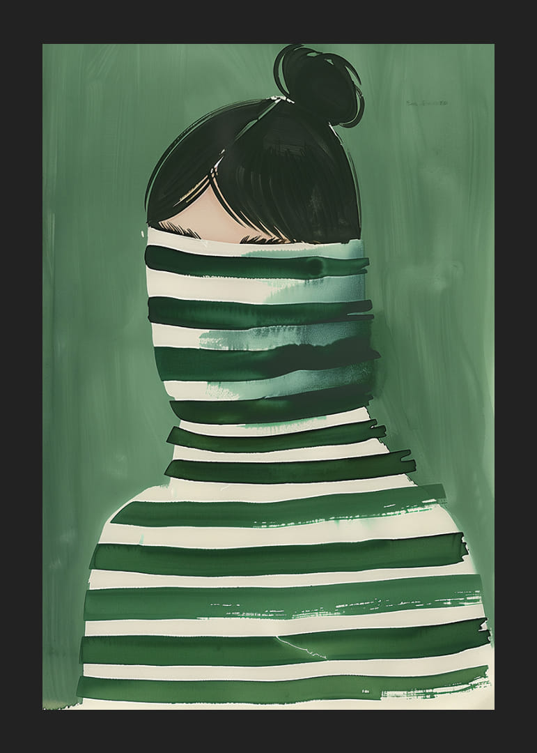 Elegante mysterie in groene tinten en gestreepte lijnen.-12