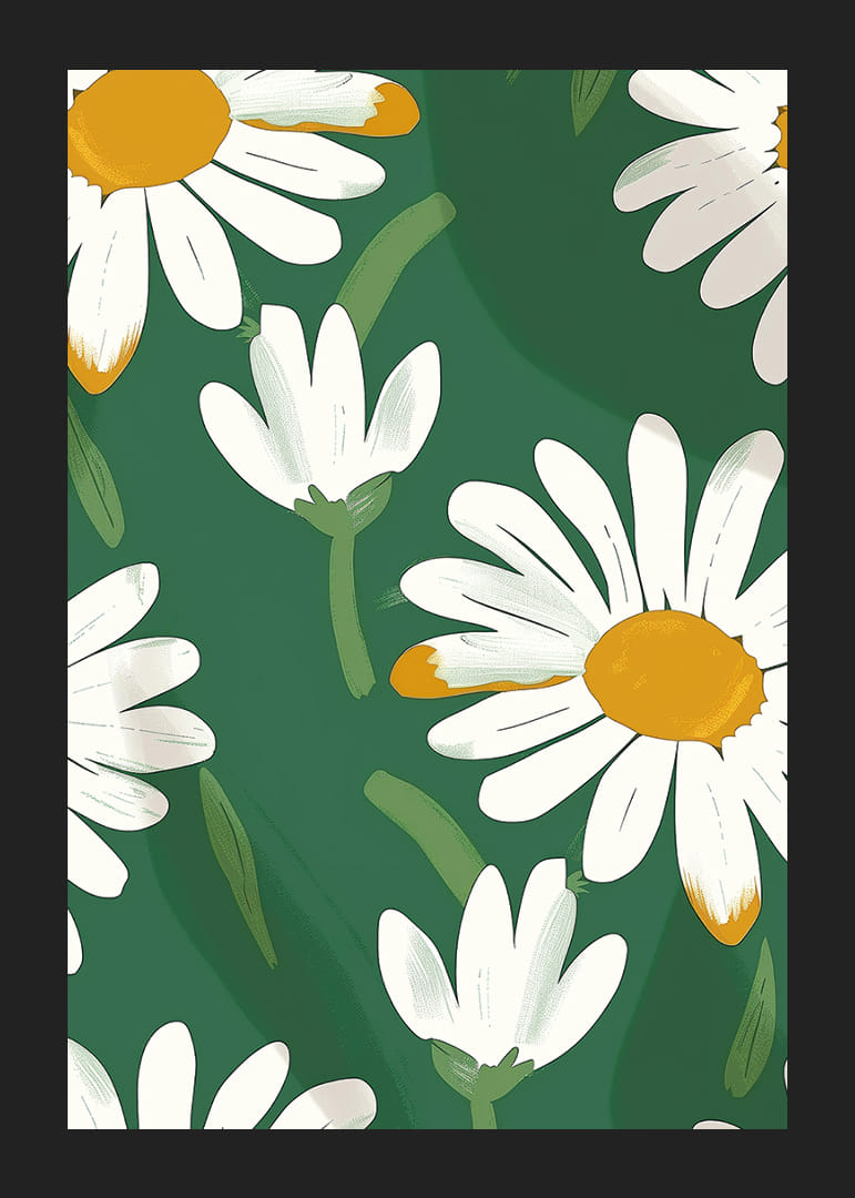 Livliga prästkragar på grön bakgrund sprider glädje.-12