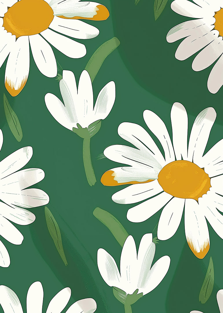 Leuchtende Gänseblümchen auf grünem Hintergrund verbreiten Freude.-12