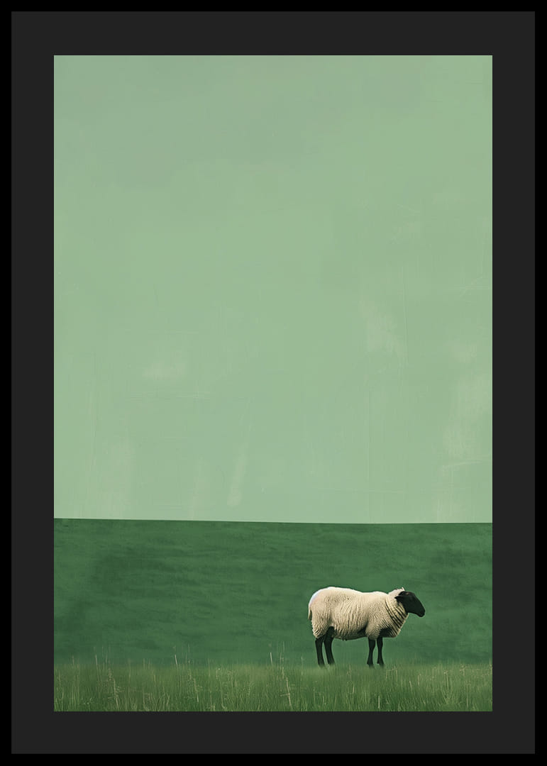 A lonely sheep in a quiet green meadow inspires tranquility.-12