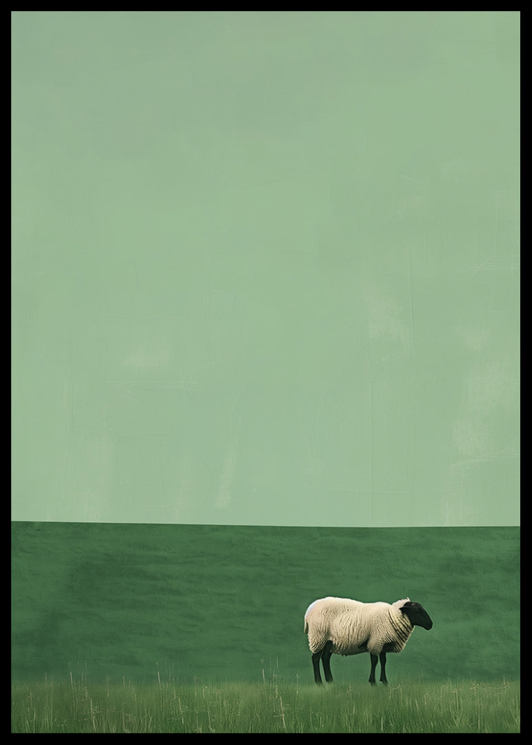 A lonely sheep in a quiet green meadow inspires tranquility.-12