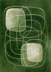 Formele delicate plutesc pe un fundal verde cu o eleganță atemporală.-3