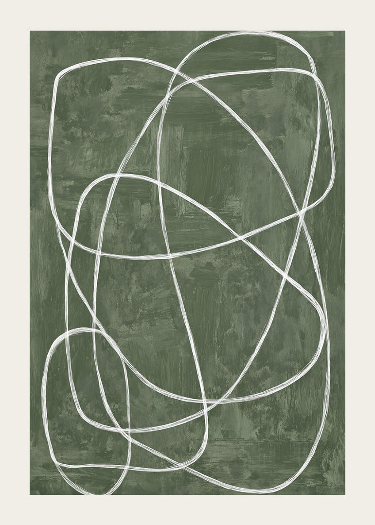 Soft lines squiggle on a deep green background.-12