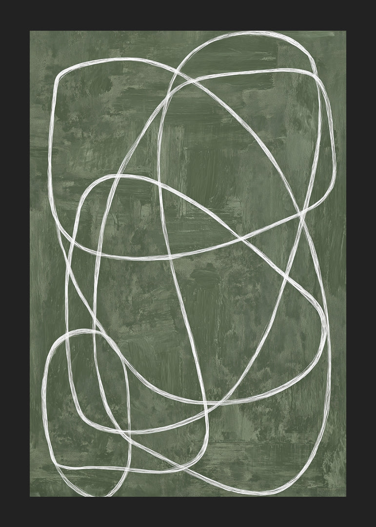 Soft lines squiggle on a deep green background.-12