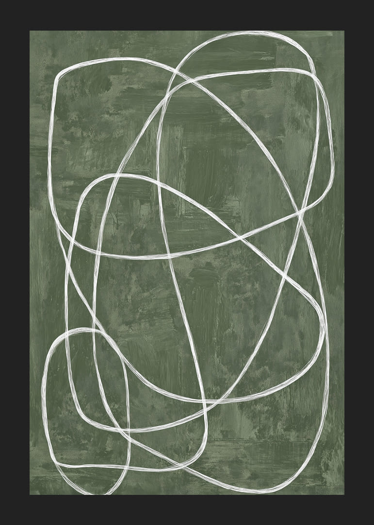 Mjuka linjer snirklar sig på en djupgrön bakgrund.-12