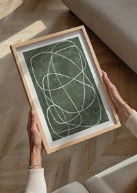 Soft lines squiggle on a deep green background.-8