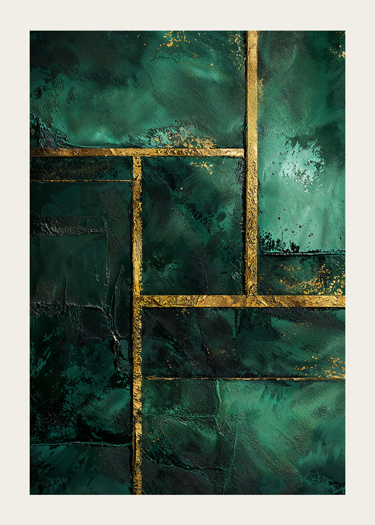 Djupa gröna toner med gyllene accenter strålar elegans.-12