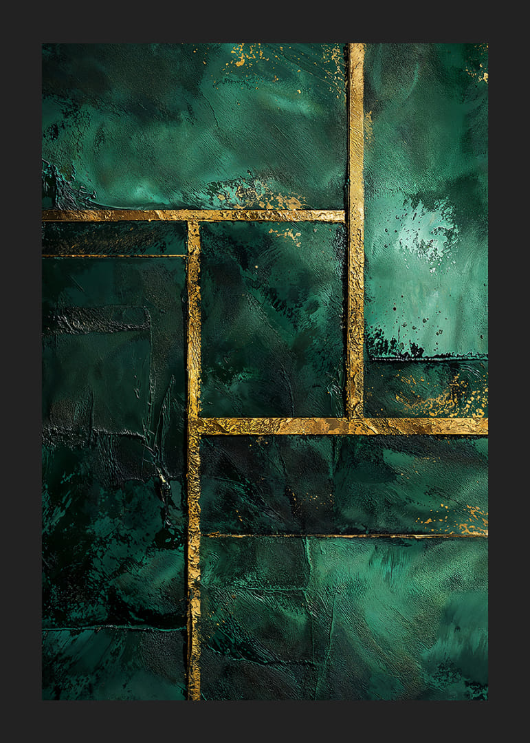 Djupa gröna toner med gyllene accenter strålar elegans.-12