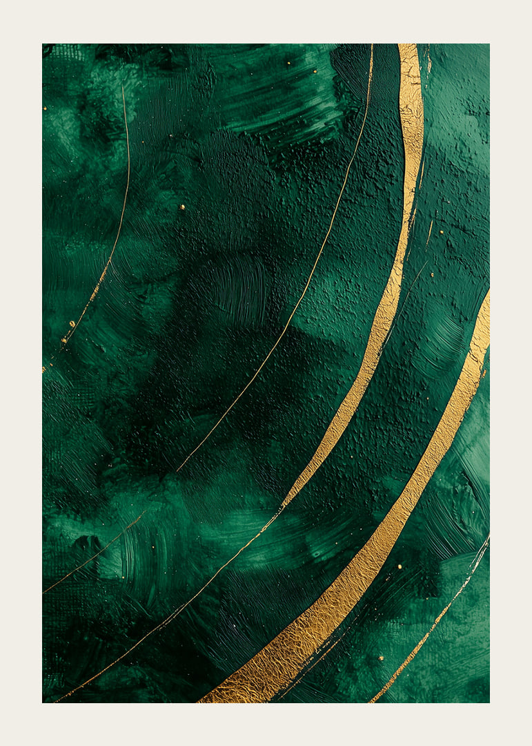 Dramatic green swirls with golden details create magic.-12