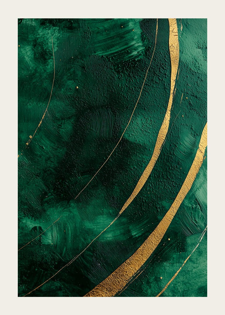 Dramatic green swirls with golden details create magic.-12