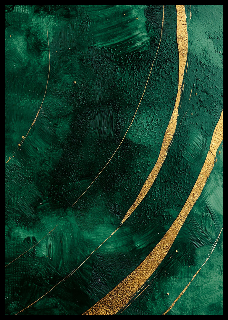 Dramatic green swirls with golden details create magic.-12