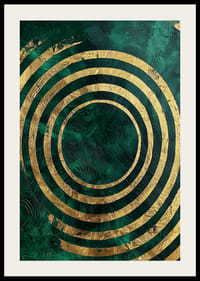 Zlaté kruhy sa víria na pozadí sýtozelenej tajomnosti.-2