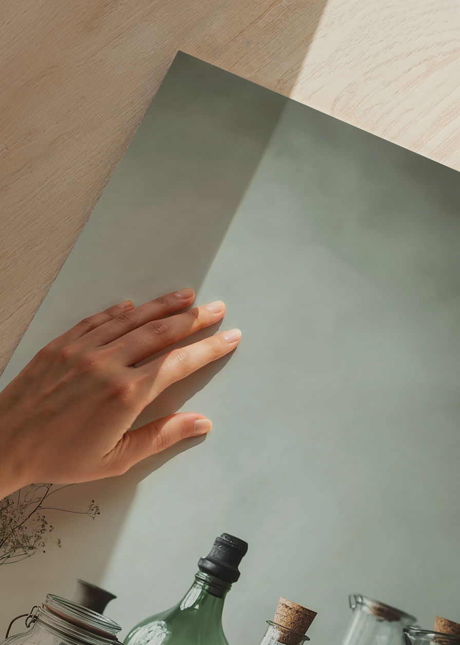 O imagine de natură statică cu sticle frumoase de sticlă umplute cu uleiuri în lumină naturală delicată.-12