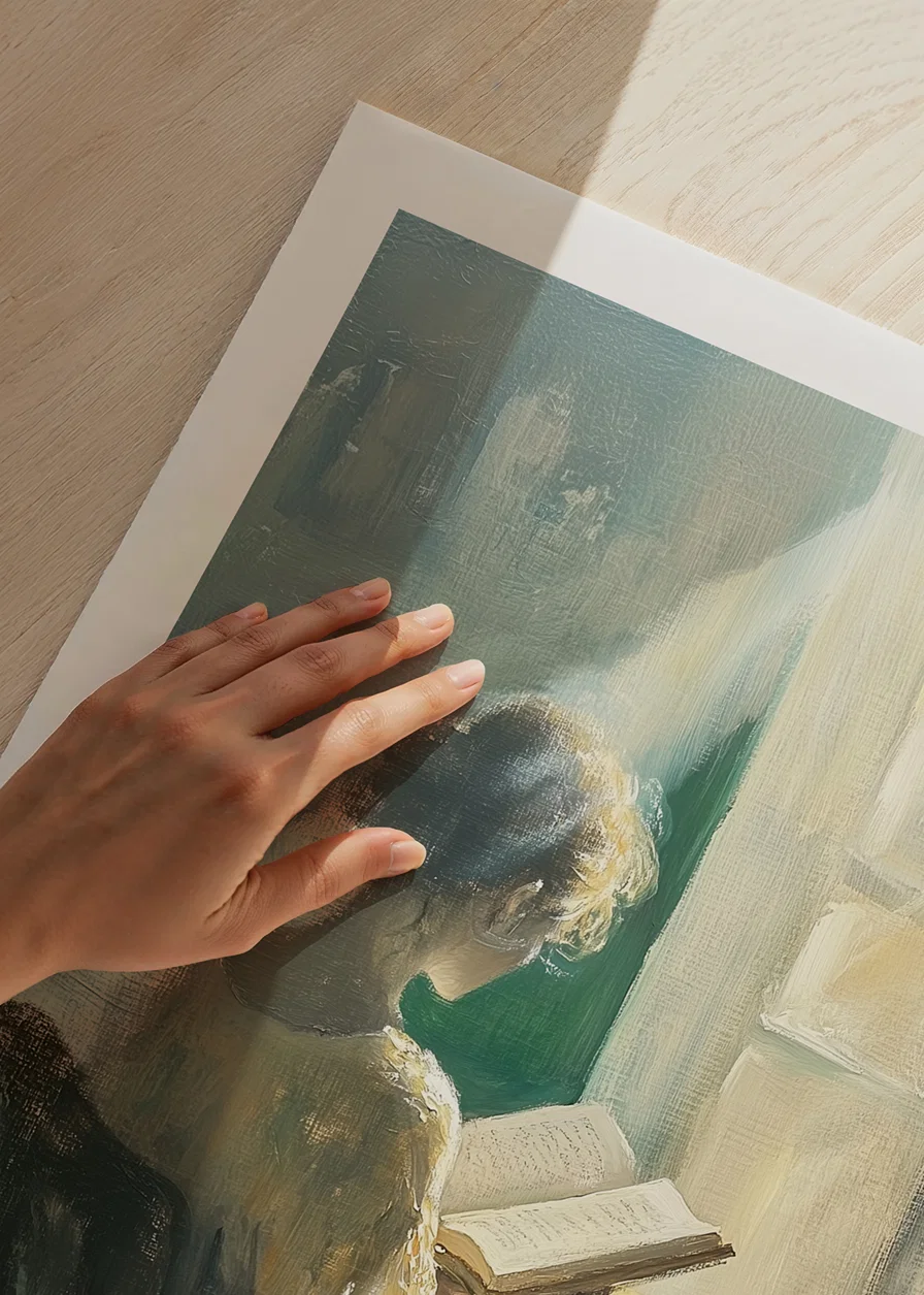 A woman enjoys the morning light while reading.-12