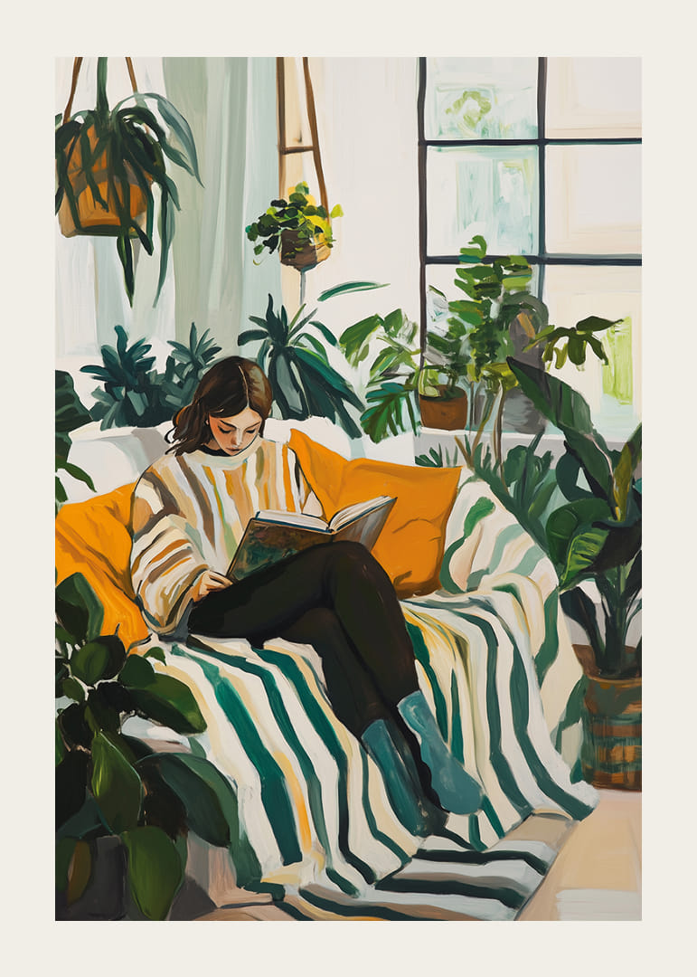 Et harmonisk hjørne fylt med grønn vekst og ro.-12