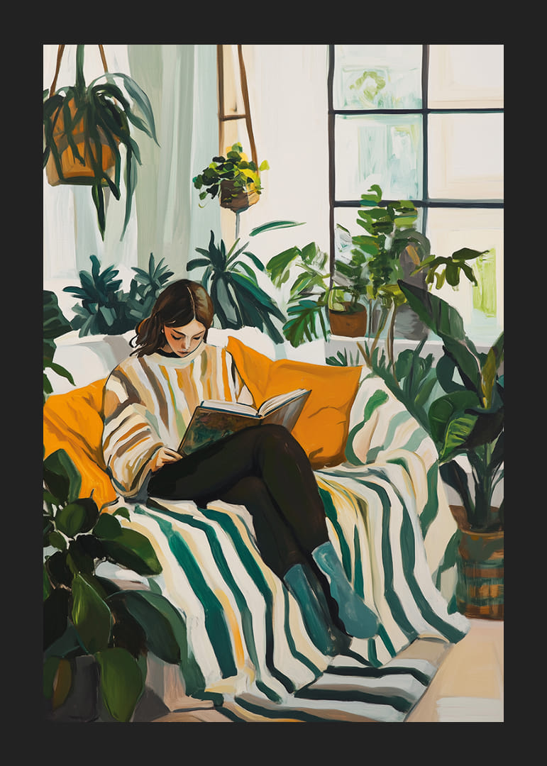 Et harmonisk hjørne fylt med grønn vekst og ro.-12