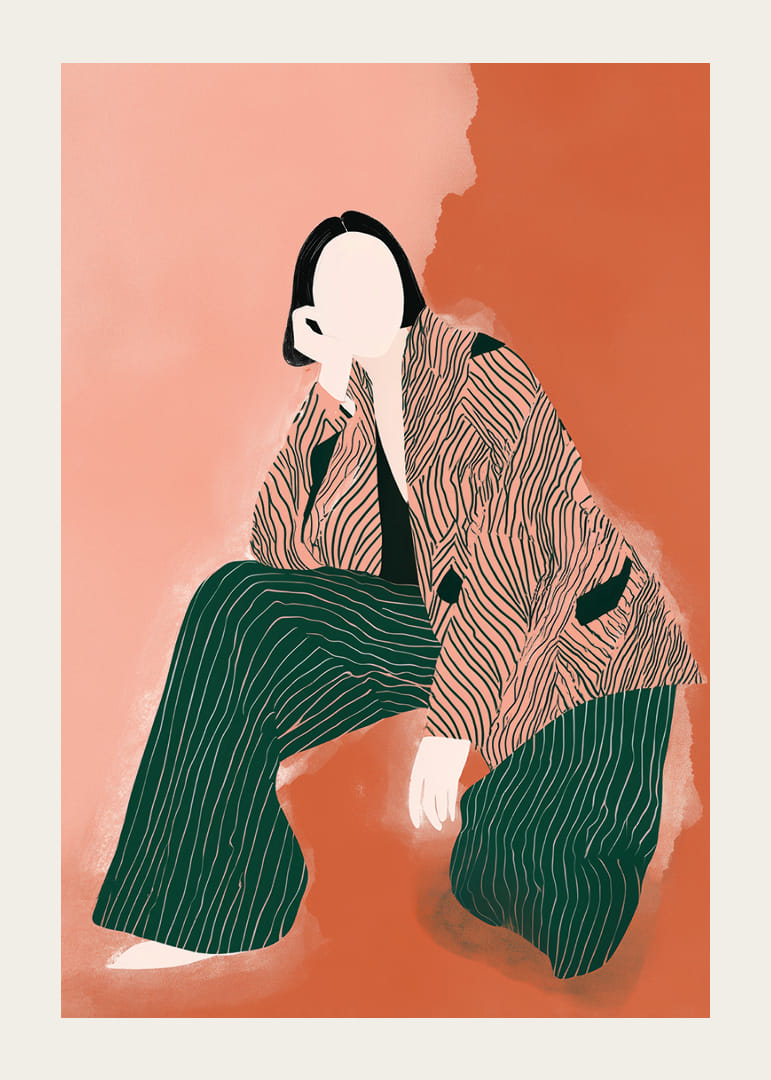 Elegantná, abstraktná postava v teplých zemitých tónoch fascinuje.-12