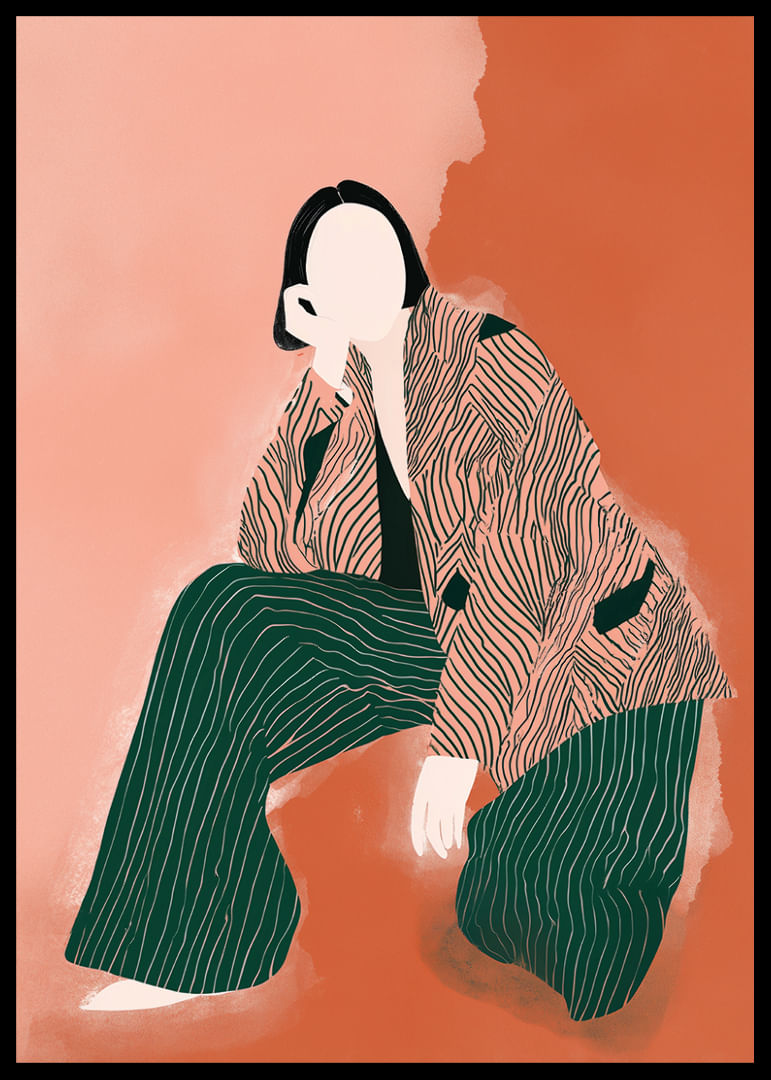 Elegant, abstract figure in warm earth tones fascinates.-12