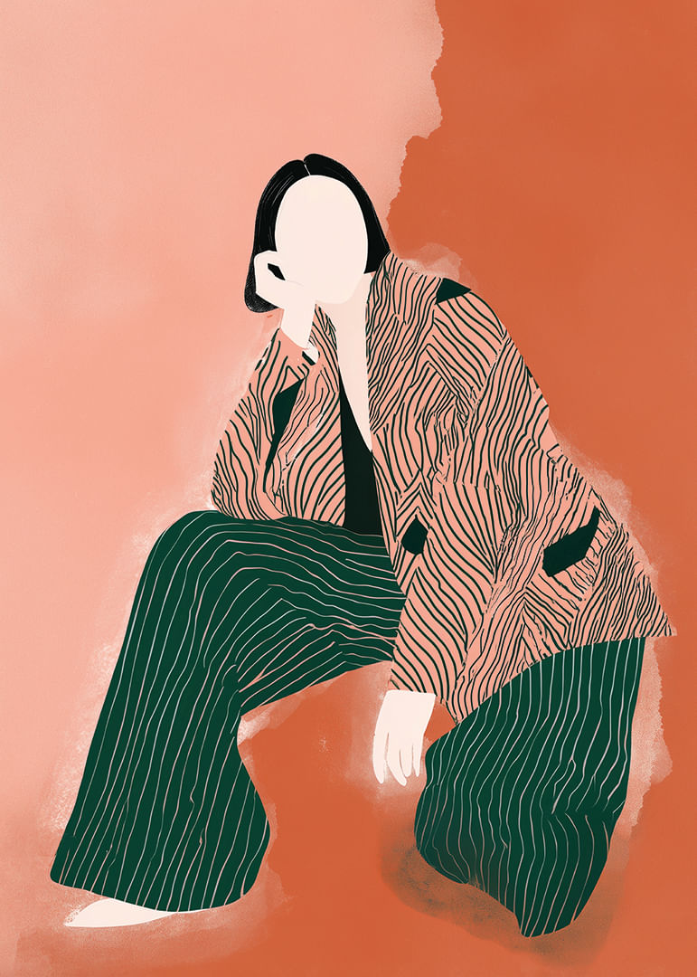 Elegant, abstract figure in warm earth tones fascinates.-12