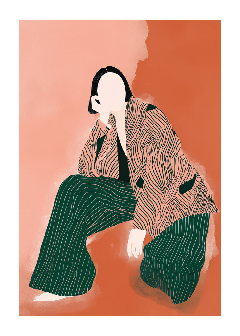 Elegant, abstract figure in warm earth tones fascinates.-12