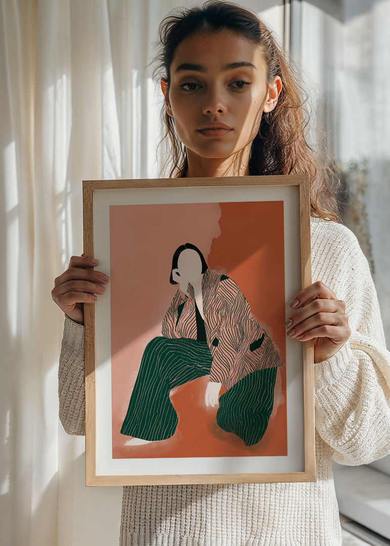 Elegant, abstract figure in warm earth tones fascinates.-12