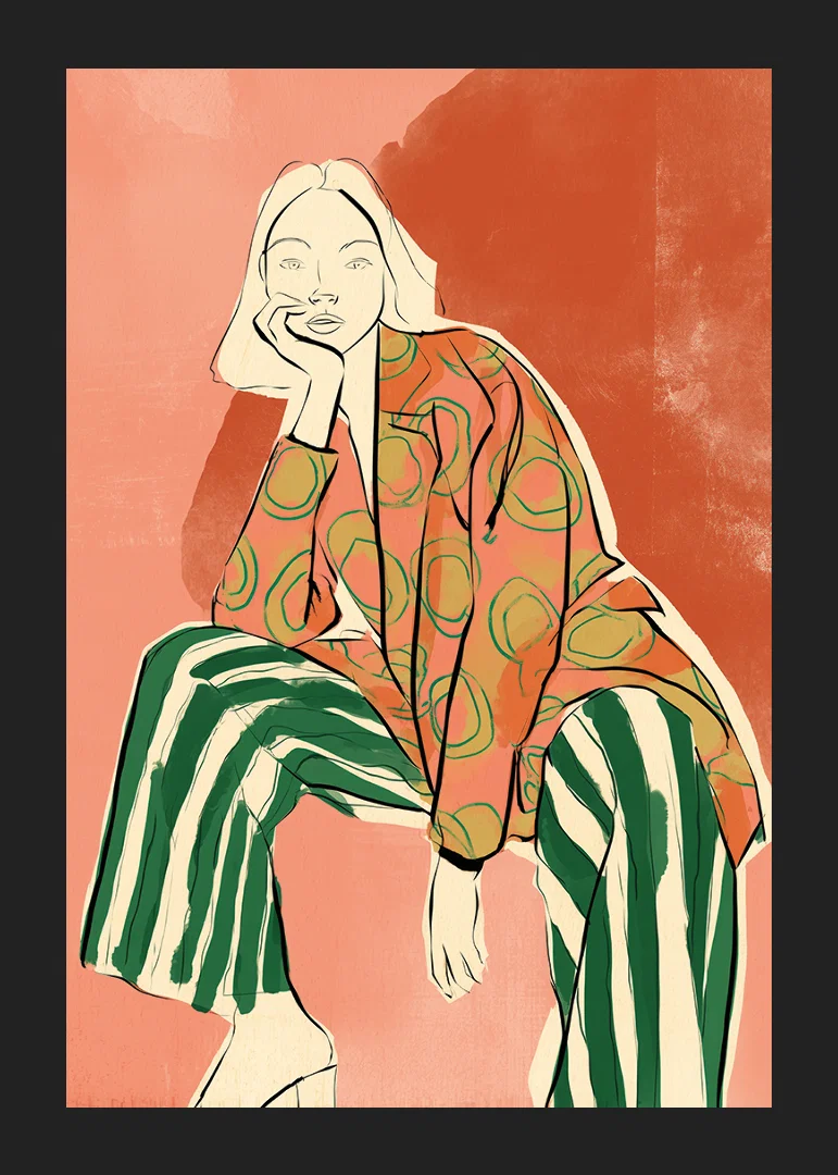 Artistic design with playful patterns and bold colors.-12