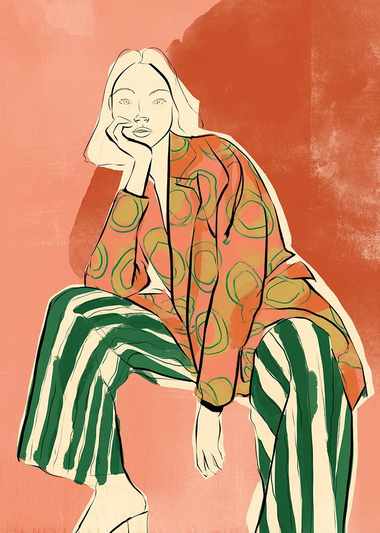 Artistic design with playful patterns and bold colors.-12