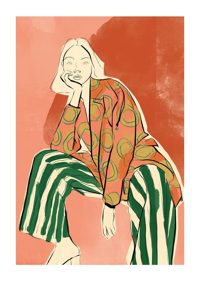 Artistic design with playful patterns and bold colors.-12