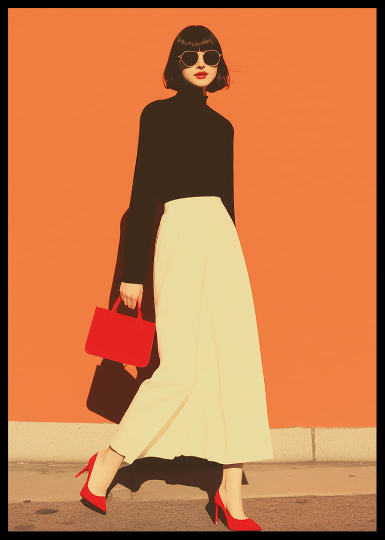 Beauté élégante dans l'élégance rouge et beige.-12
