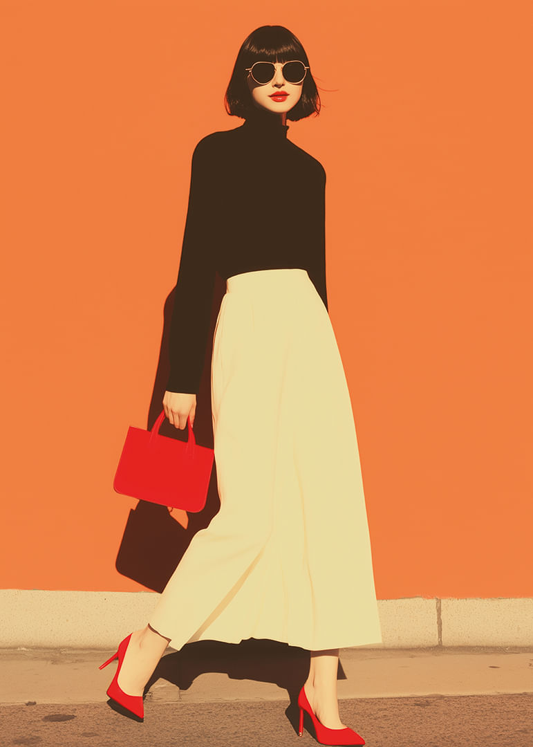 Beauté élégante dans l'élégance rouge et beige.-12