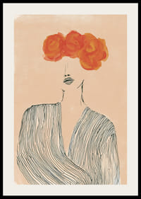 Na tomto umeleckom plagáte sa elegantné línie snúbia so žiarivými kvetmi.-2