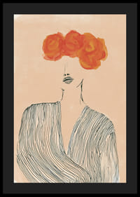 Na tomto umeleckom plagáte sa elegantné línie snúbia so žiarivými kvetmi.-4