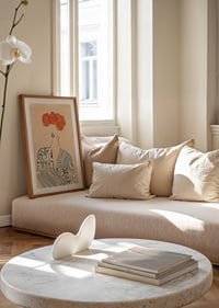 Elegant lines meet vibrant flowers in this artistic poster.-8