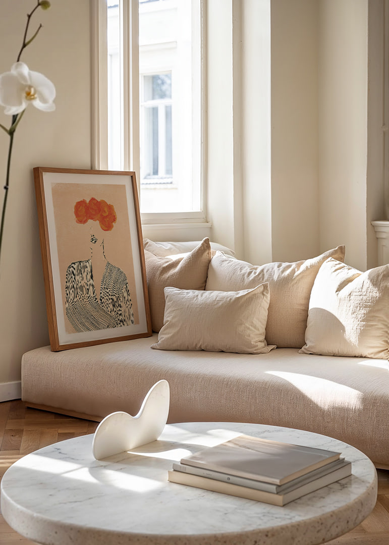Elegant lines meet vibrant flowers in this artistic poster.-12