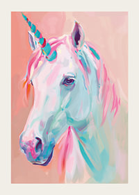 A unicorn in pastel tones spreads magical beauty.-3