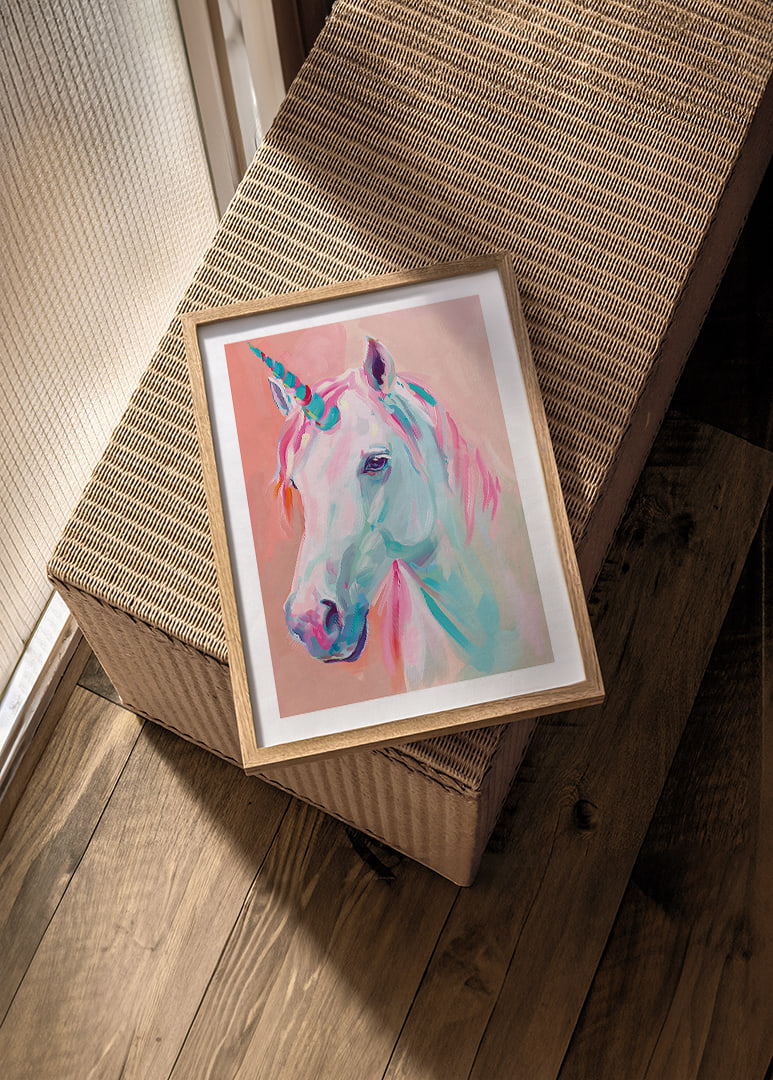 A unicorn in pastel tones spreads magical beauty.-12