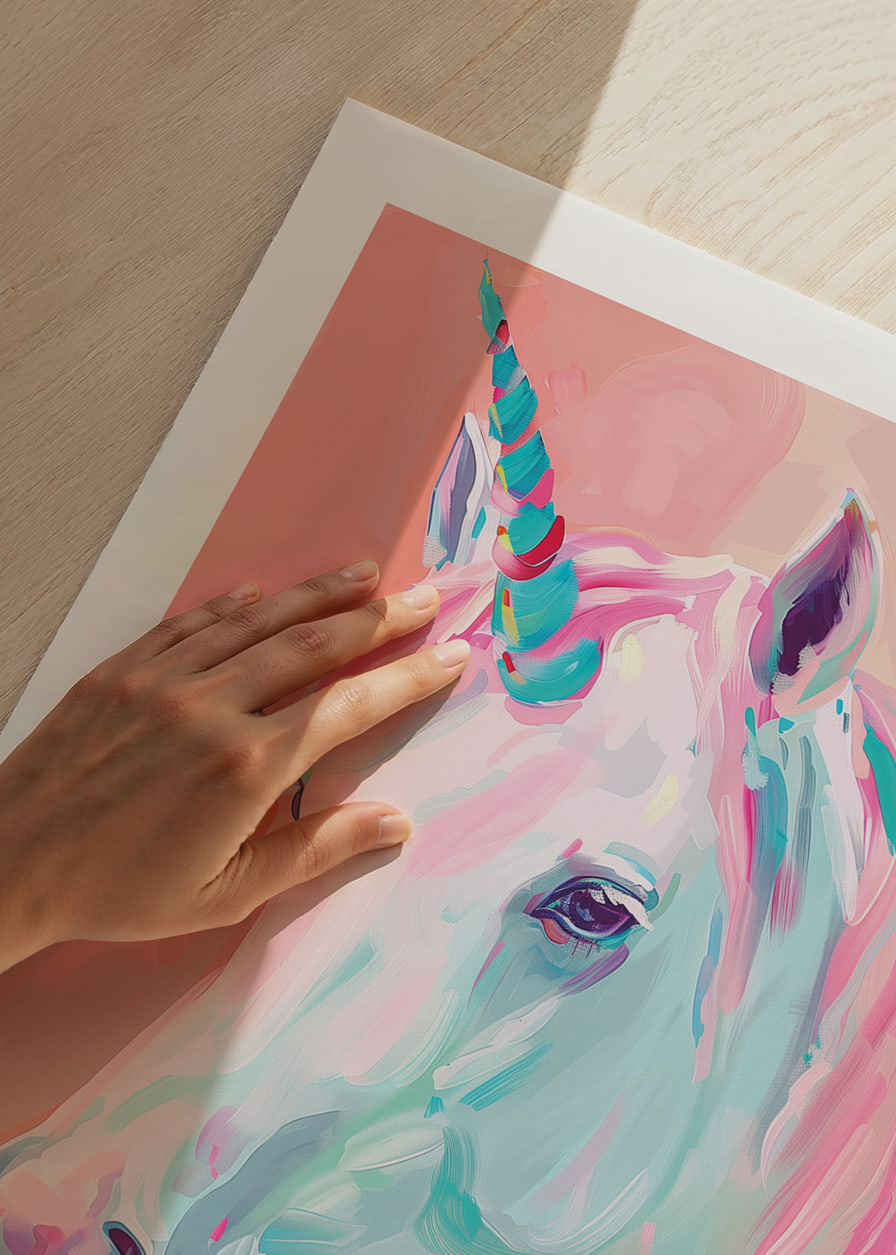 A unicorn in pastel tones spreads magical beauty.-12