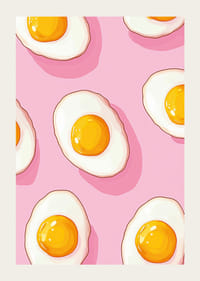 Egg i solmønster på rosa bakgrunn gir en leken følelse.-3