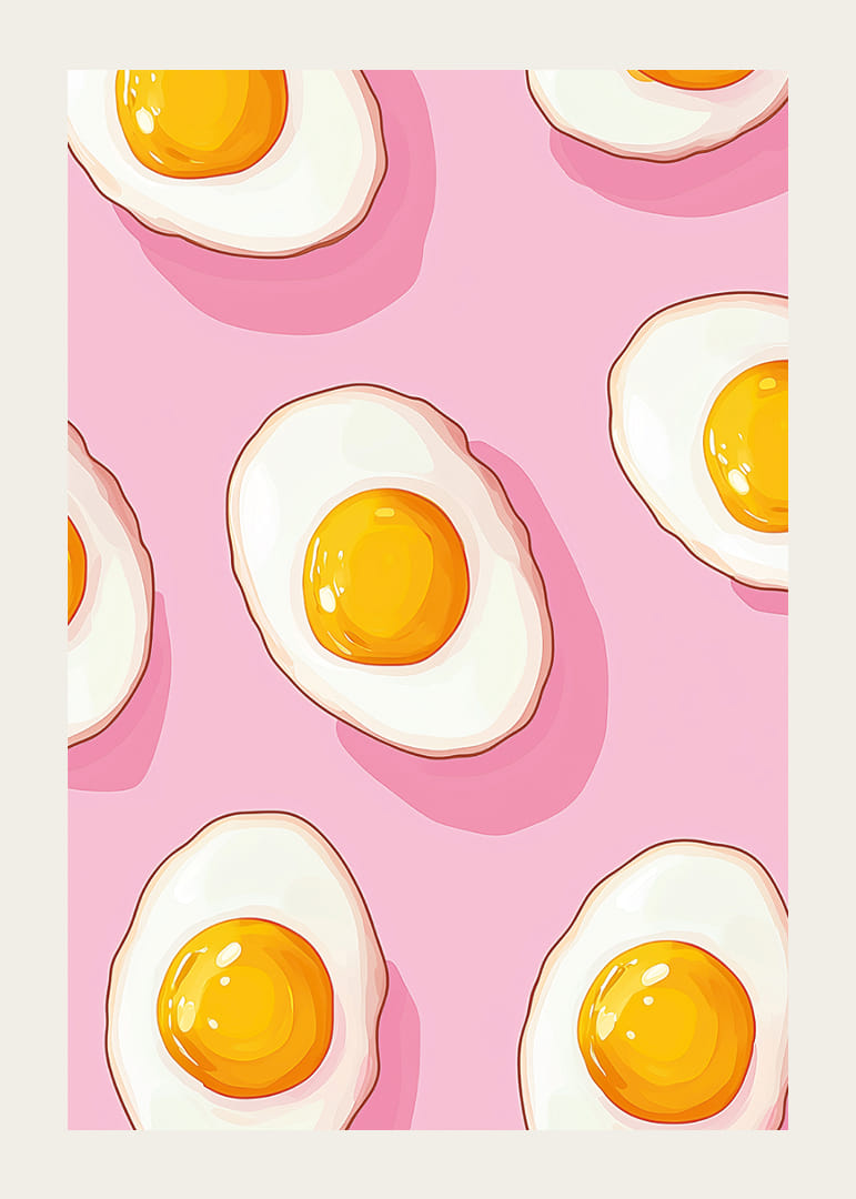 Egg i solmønster på rosa bakgrunn gir en leken følelse.-12