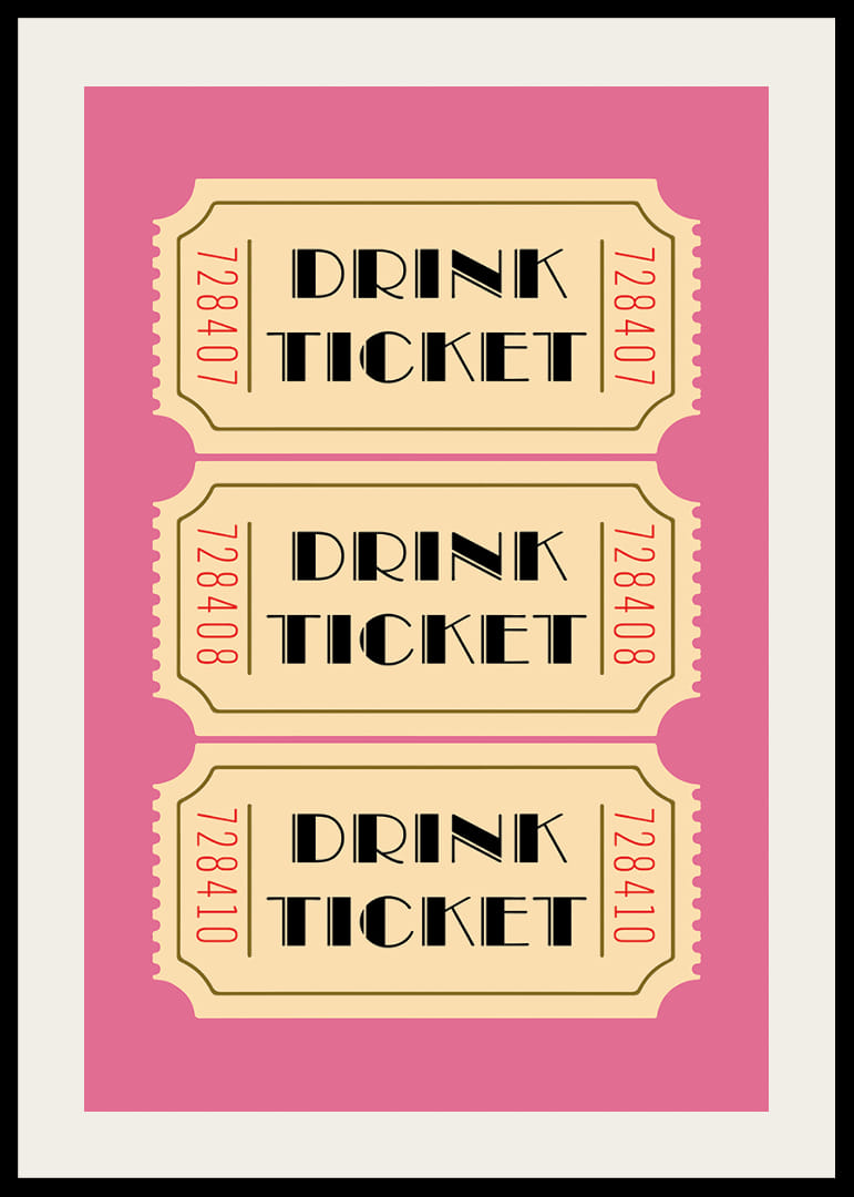 Tre elegante drinkbilletter på en lyserød baggrund.-12