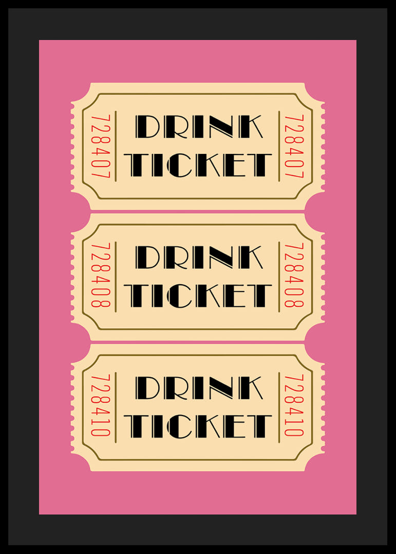 Tre elegante drinkbilletter på en lyserød baggrund.-12