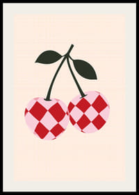 Rotaļīgs ģeometrisks ķiršu motīvs ar vintage noskaņu.-2