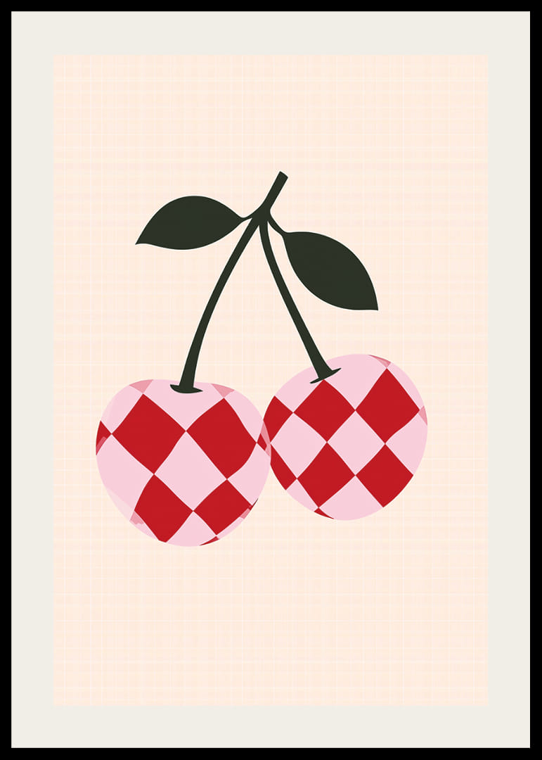 Rotaļīgs ģeometrisks ķiršu motīvs ar vintage noskaņu.-12