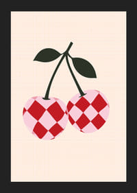 Rotaļīgs ģeometrisks ķiršu motīvs ar vintage noskaņu.-5