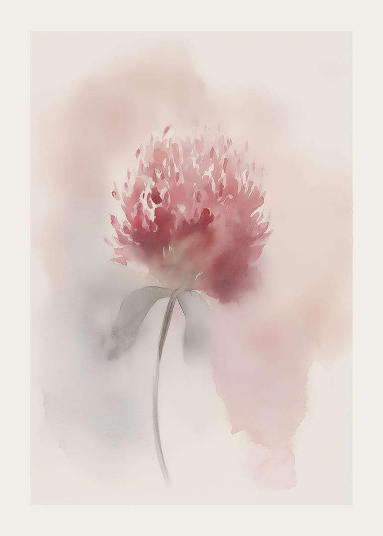 En mjuk akvarell av en rosa blomma skapar lugn och skönhet.-12