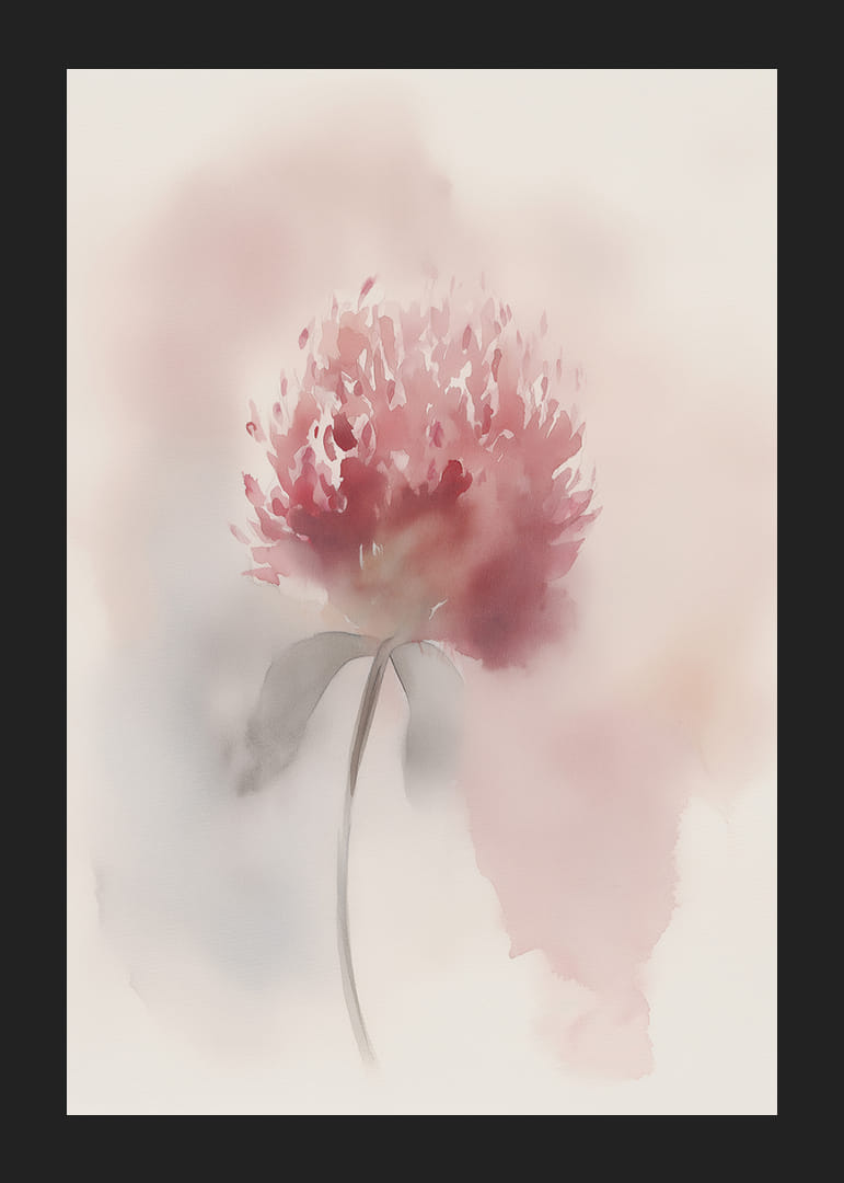 En mjuk akvarell av en rosa blomma skapar lugn och skönhet.-12