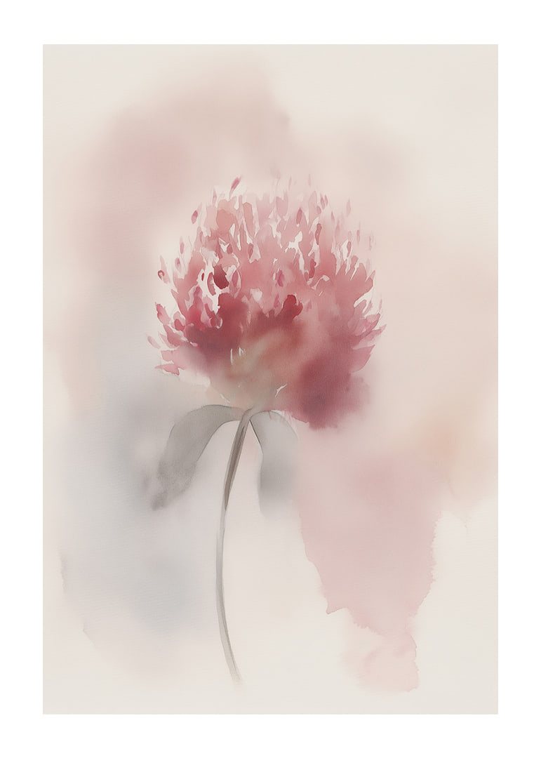 A soft watercolor of a pink flower creates calm and beauty.-12