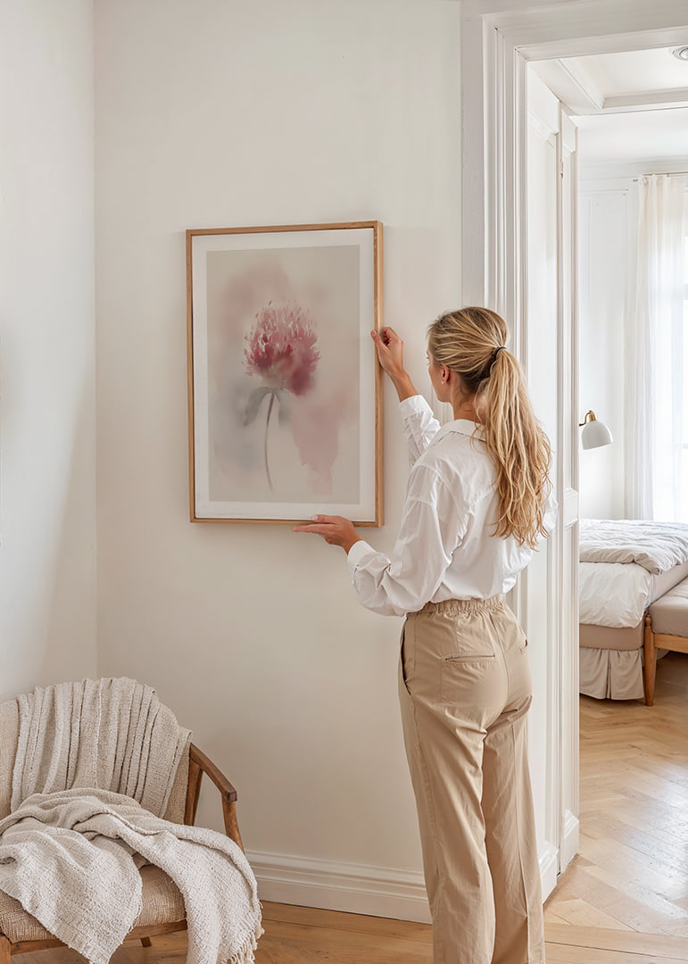 A soft watercolor of a pink flower creates calm and beauty.-12