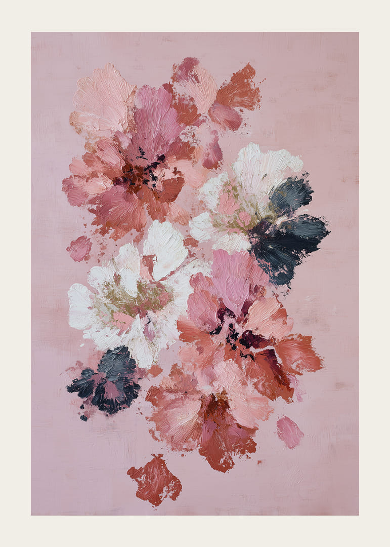 Zachte bloemen in warme tinten roze en wit.-12