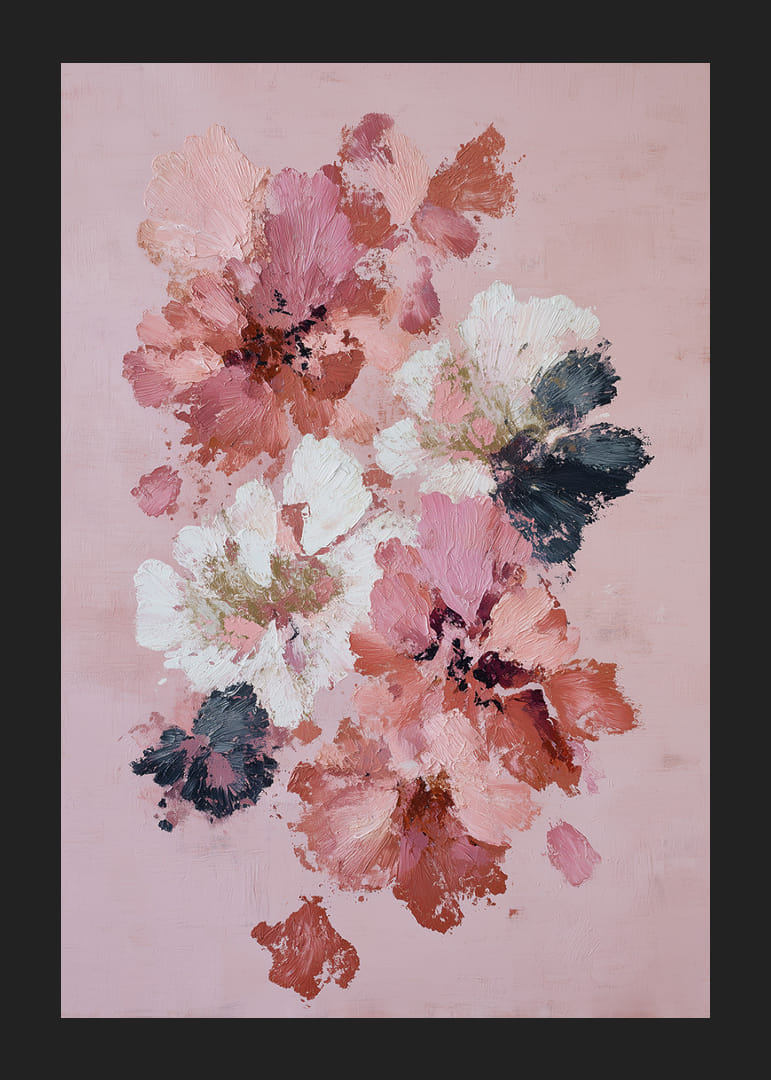 Zachte bloemen in warme tinten roze en wit.-12